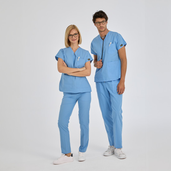 Çizgi Medikal Dr Greys Terikoton Açık Mavi Takım (İnce Kumaş)