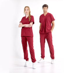 ÇİZGİ MEDİKAL Jogger Lüks Likralı Bordo Takım