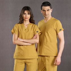 Çizgi Medikal Dr Greys Terikoton Hardal Takım (İnce Kumaş)