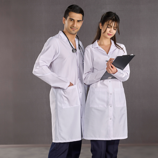 ÇİZGİ MEDİKAL Erkek Doktor Klasik Yaka Vizit Önlüğü ( Alpaka Kalın Kumaş)